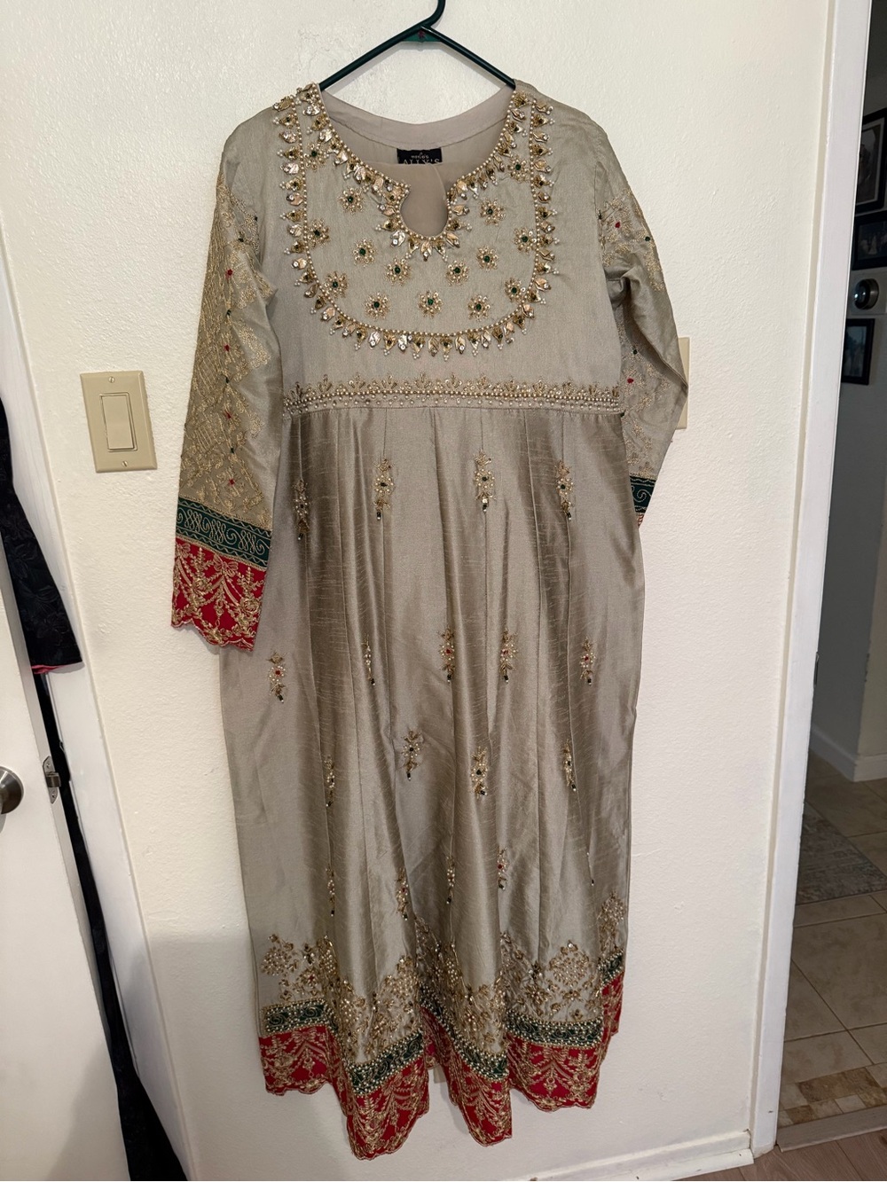 3 Pieces: Pakistani Embellished Gray Party Dress